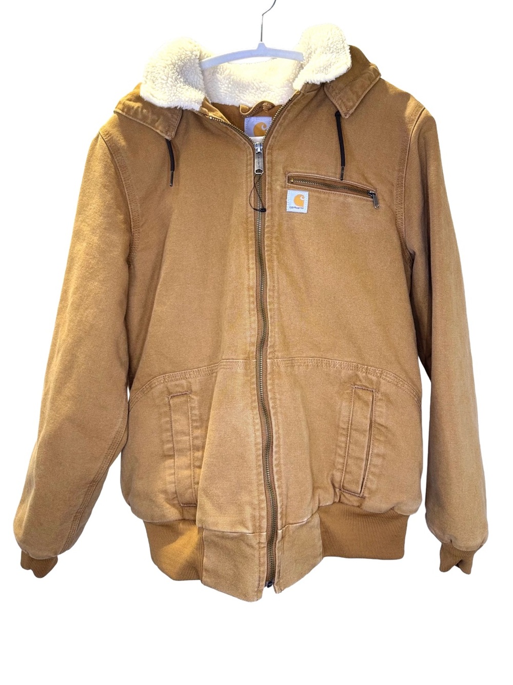 Carhartt Women's Weathered Wildwood Jacket Detachable Hood Brown Sz L Like New